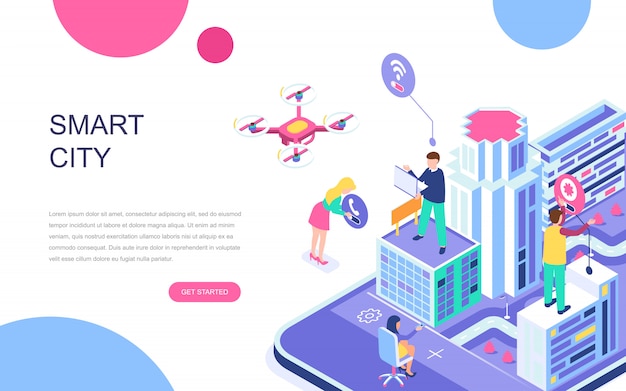 Modern flat design isometric concept of Smart City