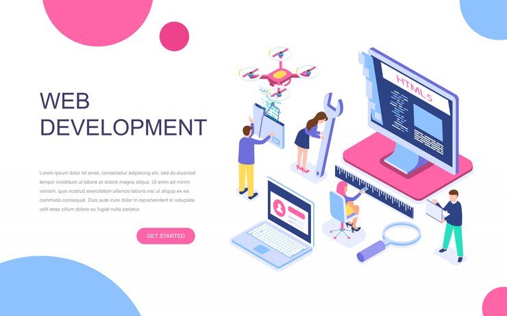 Vector modern flat design isometric concept of web development