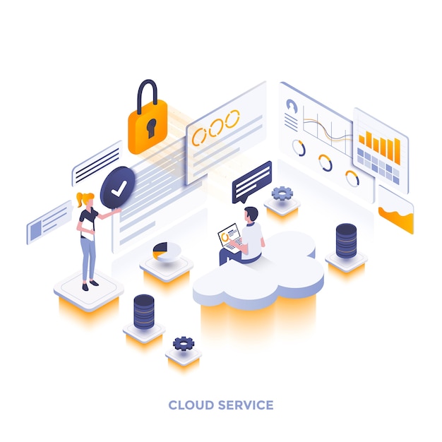 Modern flat design isometric illustration of Cloud Service