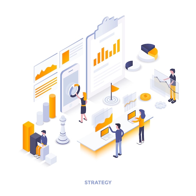 Modern flat design isometric illustration of Strategy. Can be used for website and mobile website or Landing page. Easy to edit and customize. Vector illustration