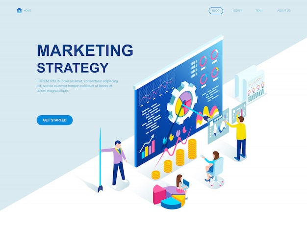 Modern flat design isometric landing page 