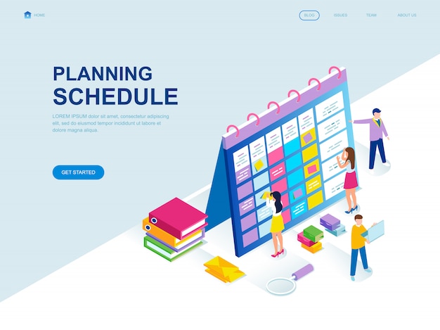 Modern flat design isometric landing page