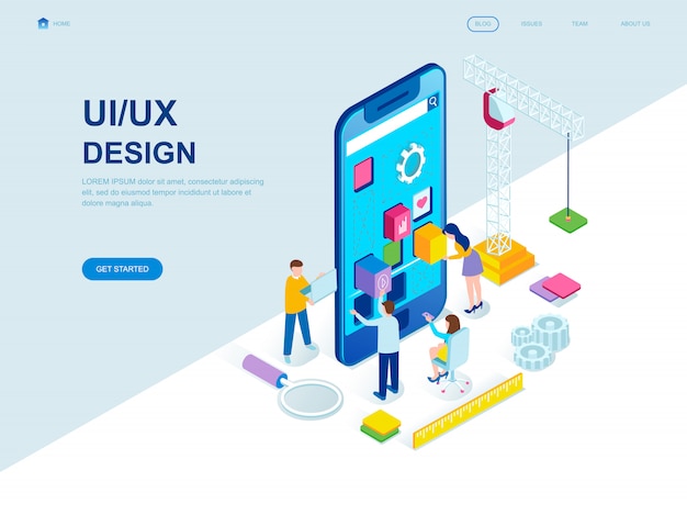 Modern flat design isometric landing page 