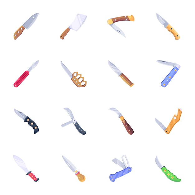 Modern flat design of knife