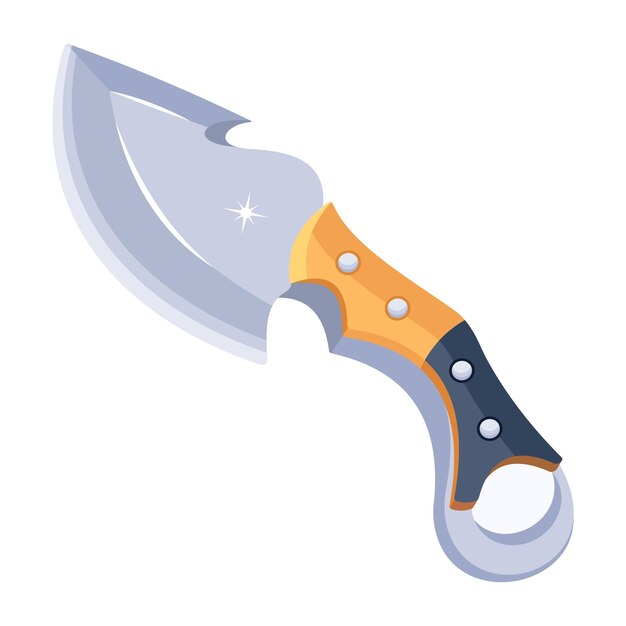 Modern flat design of knife