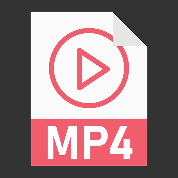 웹용 Mp4 파일 아이콘의 현대적인 평면 디자인