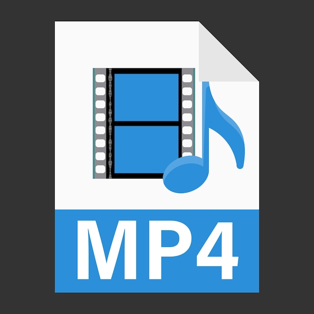 Web の mp4 イラスト ファイル アイコンのモダンなフラット デザイン