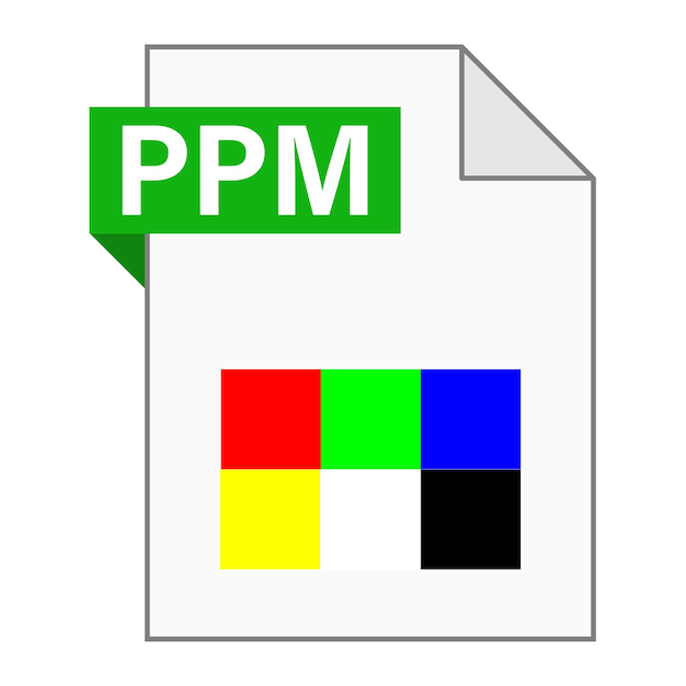 Modern flat design of PPM file icon for web