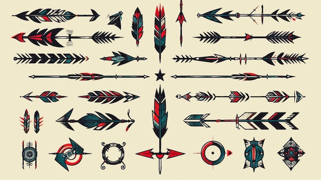 Modern flat design quill arrow doodle set collection graphic element decoration vector illustration