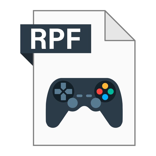 Vettore design piatto moderno dell'icona del file rpf per il web