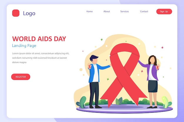 Modern flat design of World AIDS day illustration concept Flat Style vector template suitable for Web Landing Page Background