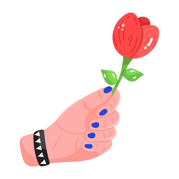 Modern flat editable icon of a rose