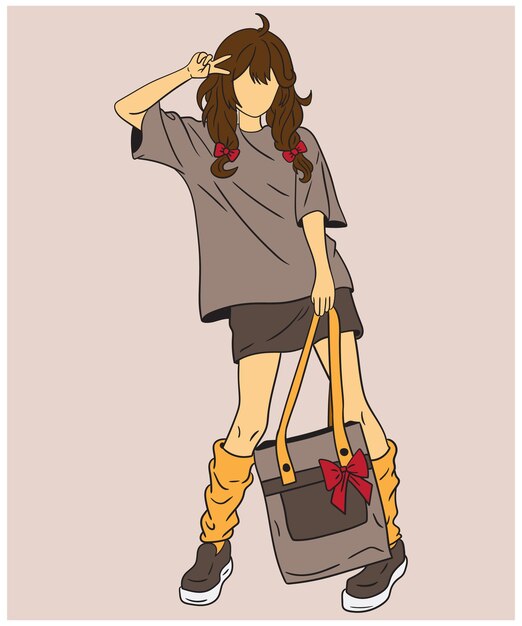 Vector modern flat female stylish illustration of contemporary woman