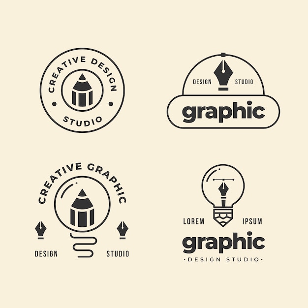 Vettore collezione di logo design grafico piatto moderno