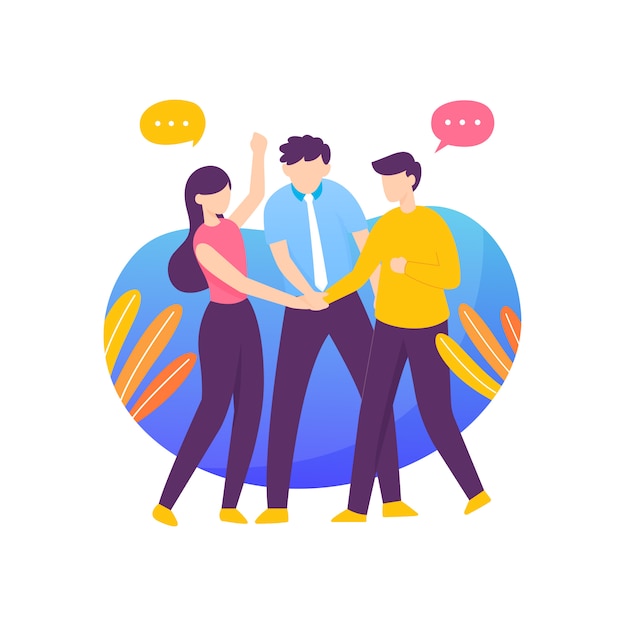 Vector modern flat handshake team illustration