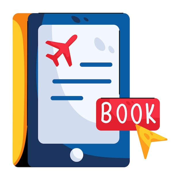 Modern flat icon of flight booking