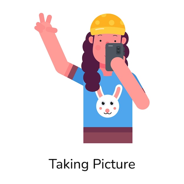 modern flat icon of a girl taking picture
