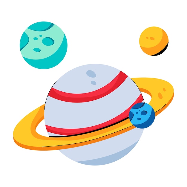 Modern flat icon of planets