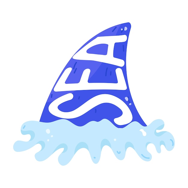 Modern flat icon sticker of shark fin