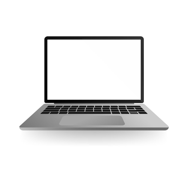 Вектор Современная плоская иконка с черным ноутбуком на белом фоне для концептуального дизайна открытый дисплей реалистичный