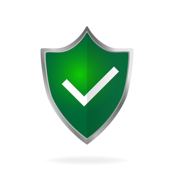 Modern flat icon with green approved shield Isometric vector Shield icon vector Data secure