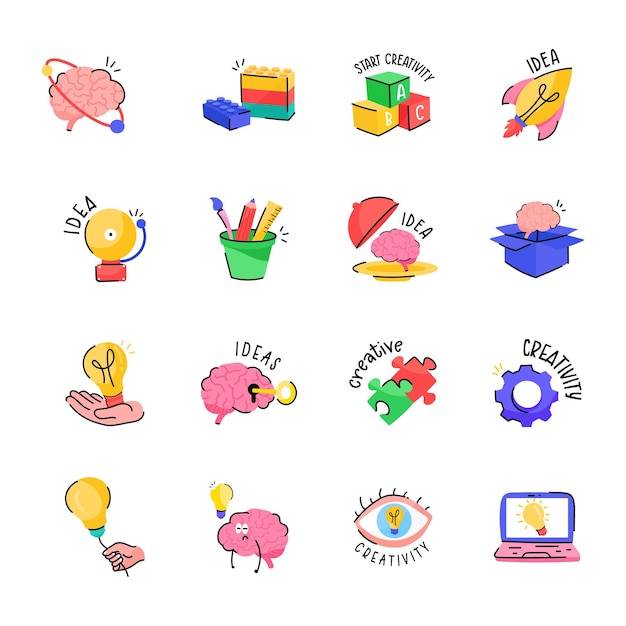 Modern Flat Icons of Creative Learning