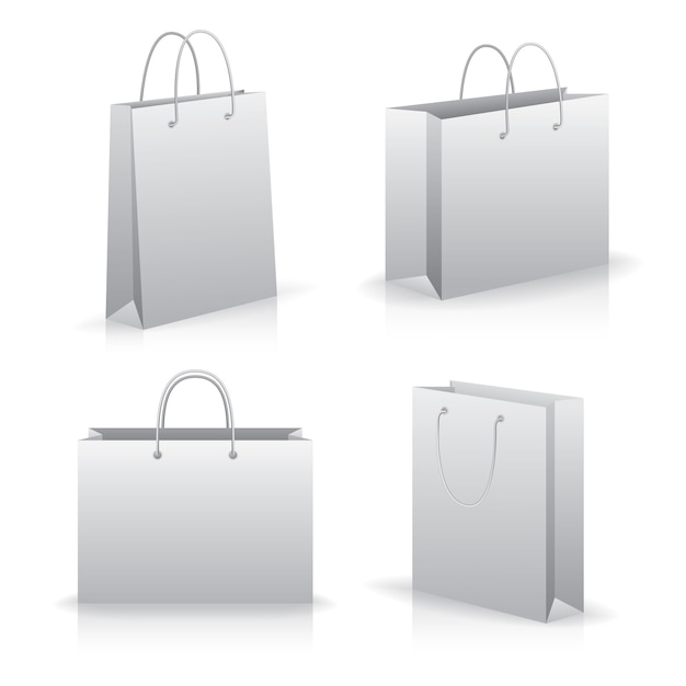 Vector modern flat icons set with four bags of different sizes