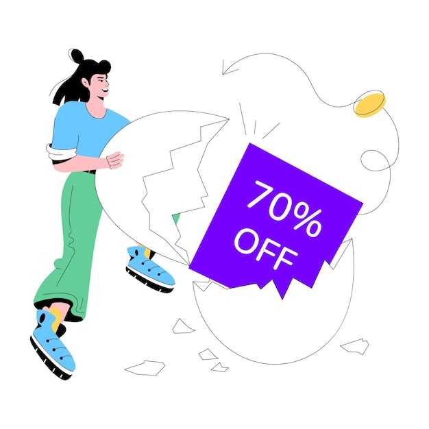 Modern flat illustration of big discount