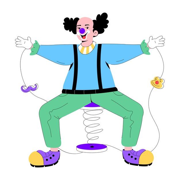 Modern flat illustration of circus comedian