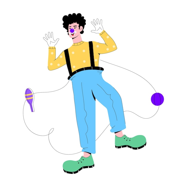 Modern flat illustration of circus comedian