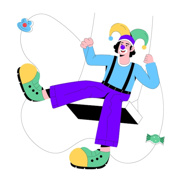 Modern flat illustration of circus comedian