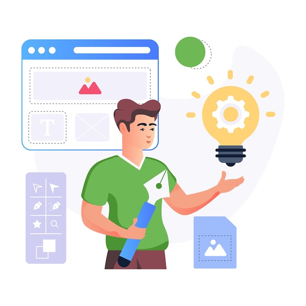 創造的なアイデアのモダンなフラットイラスト