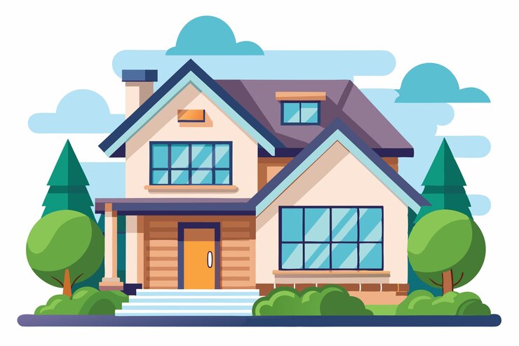 Vector modern flat illustration of home on white background
