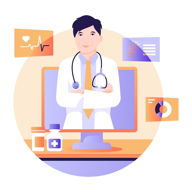 a modern flat illustration of mobile healthcare