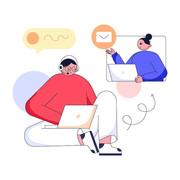 Modern flat illustration of online meeting