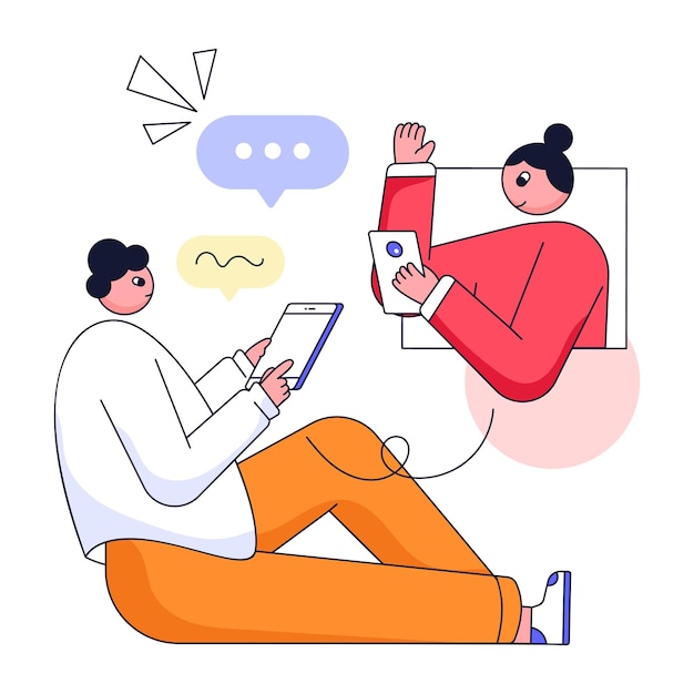 Modern flat illustration of online meeting