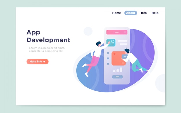 アプリケーション開発の近代的なフラットランディングページ