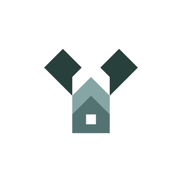 Modern and Flat letter Y house building construction logo