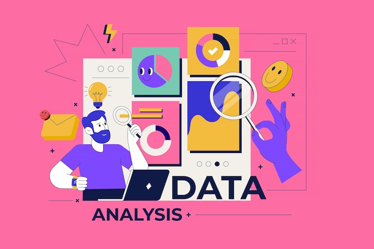 Vector modern flat line concept of data analysis