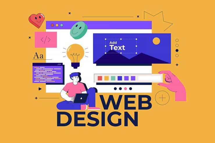 Vector modern flat line concept of web design