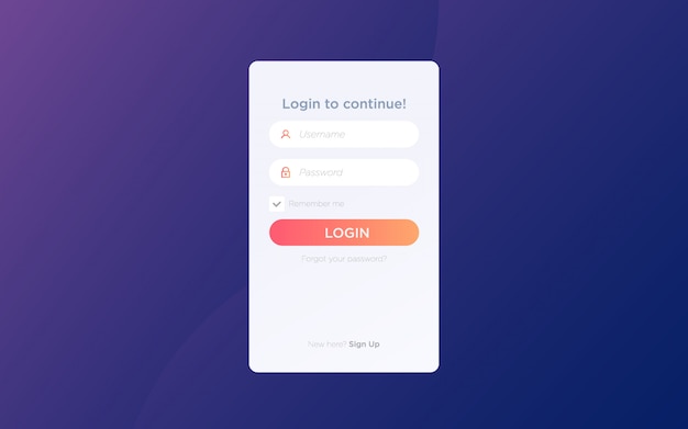 Modern flat login screen page template