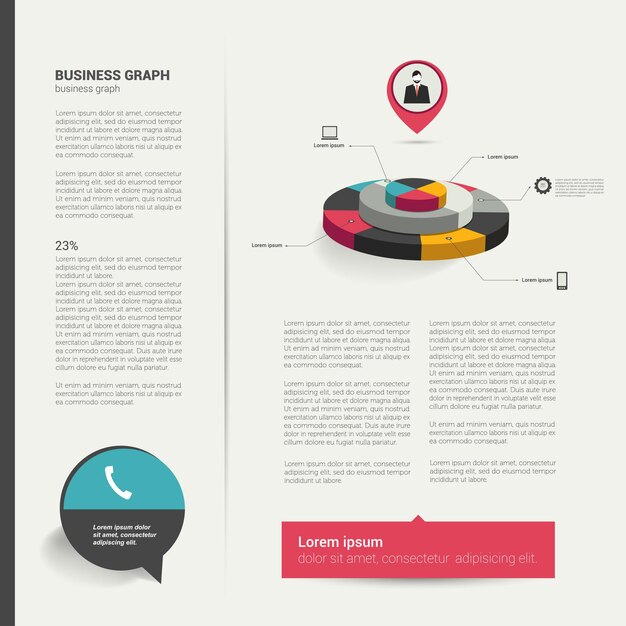 Layout di pagina piatto moderno con diagramma di testo e grafico.