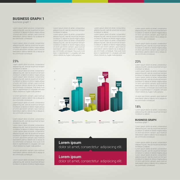 Vector modern flat page layout with text and chart diagram.