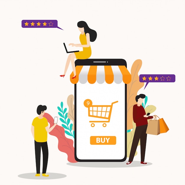 Persone piatte moderne e business for m-commerce, facili da usare e altamente personalizzabili.