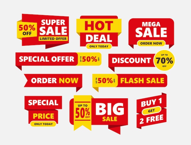 Modern flat sale labels and tags colorful collection