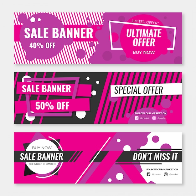 Modern flat sales banner collection