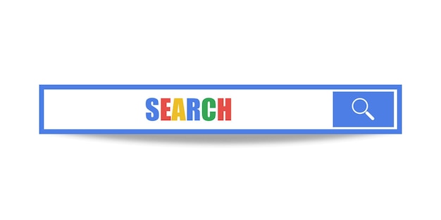 Modern flat search bar with blue search icon Web vector illustration