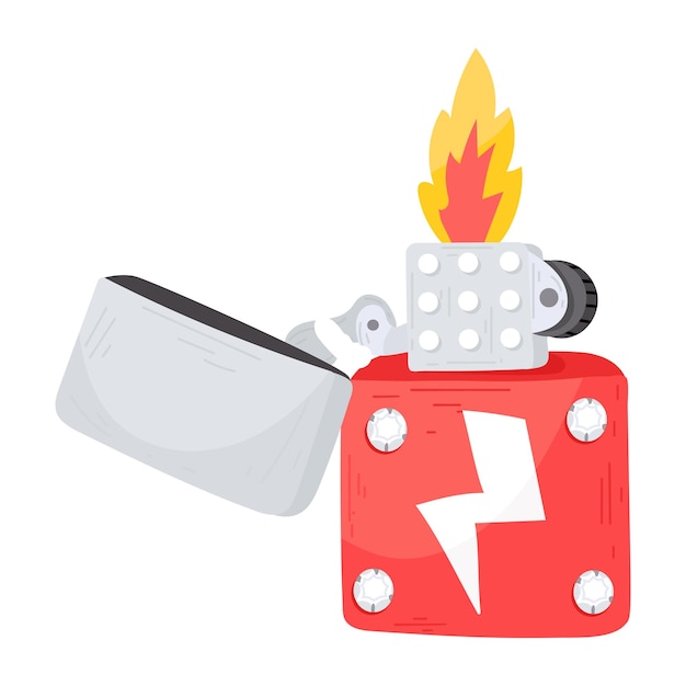 Modern flat sticker icon of a lighter