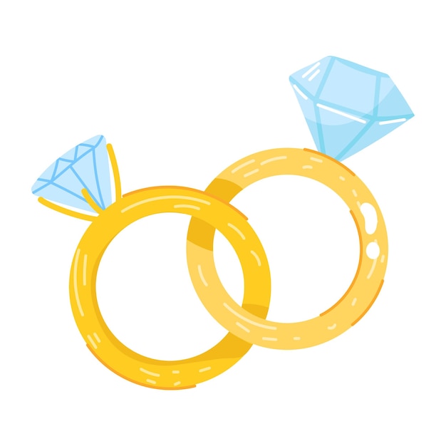 Modern flat sticker icon of wedding rings