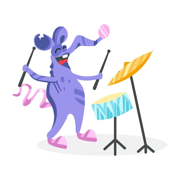 Vector modern flat sticker of mouse musician